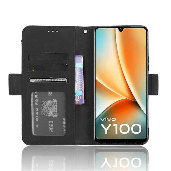 Til vivo Y100 5G/T2 5G Multipla Kortpladser PU Læder Telefon Etui Stativ Pung Cover Multicolor Style A