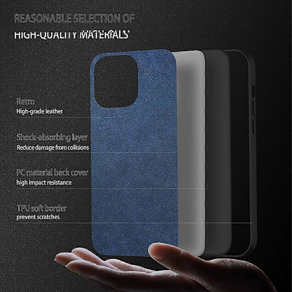 Stöttåligt mobilskal för iPhone 15 Pro Retro PU-läderbelagd TPU+PC Baksida Multicolor Style A