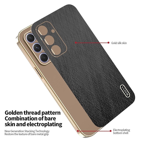 KADEM Deksel til Samsung Galaxy A55 5G Elektroplettert Silke Tekstur PU+TPU Telefon Bakdeksel Multicolor Black