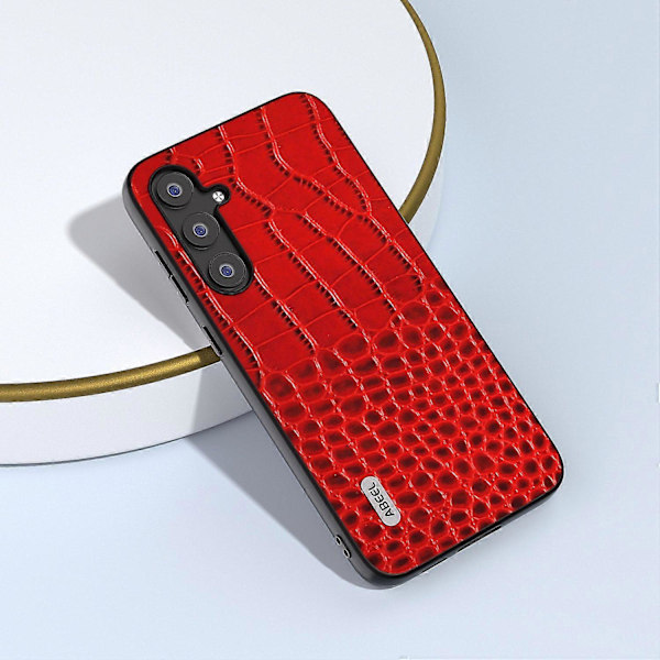 För Samsung Galaxy S23 FE Krokodiltextur Äkta Läder+PC+TPU Telefonfodral Stöttåligt Skydd Multicolor Style B