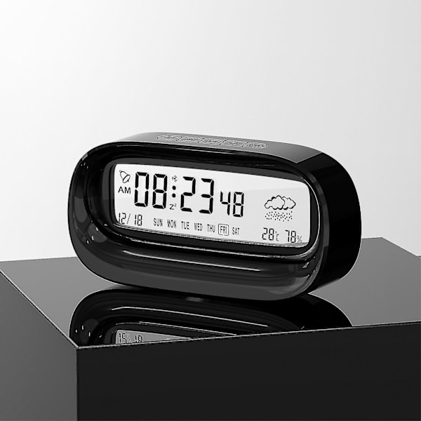Digital väckarklocka, batteridriven stor sifferskärm Kompakt väckarklocka för sovrumskalender Temperaturtimer LCD-klocka med snoozeläge LCD Ala