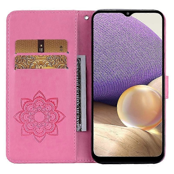 Til Samsung Galaxy S23 FE Cover Ugle Blomst Præget Rhinestone Læder Telefon Stand Cover Multicolor Style C