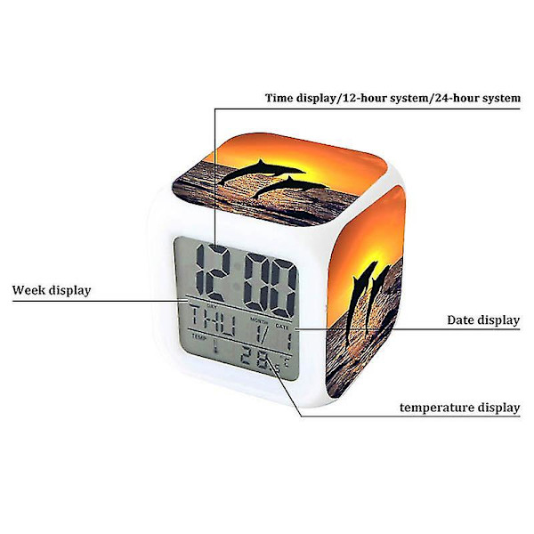 Running Horse Väckarklocka 7 Färg Glödande Led Digital Väckarklocka Barnleksaker Multifunktion Lysande Färgbyte Klockor Reloj MULTI
