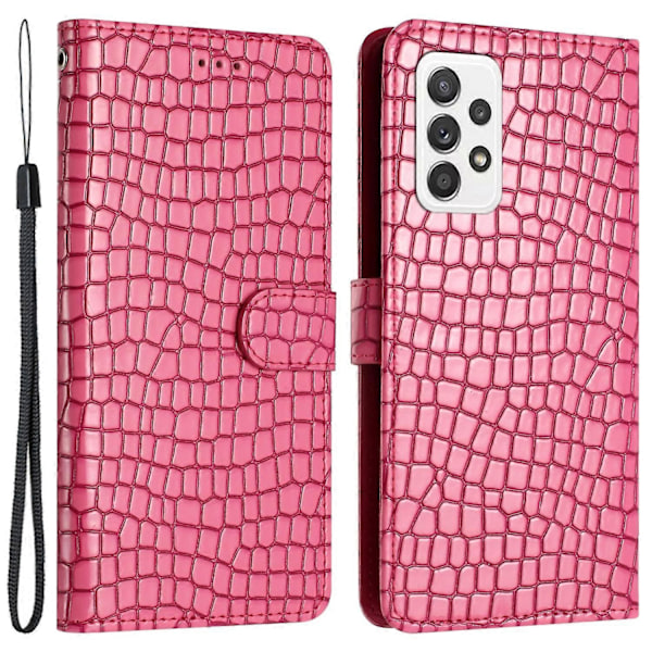Ställplånbok för Samsung Galaxy A72 4G/5G Läderfodral Krokodiltextur Mobilskal med Handrem Multicolor Style C