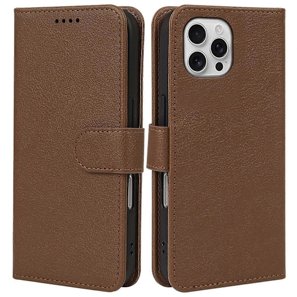 Læderetui med pung, stativ og magnetlukning til iPhone 16 Pro Max - Grøn Multicolor Brown