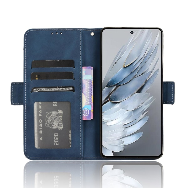 För Zte Nubia Z50s Pro 5g Pu Läder Stativ Cover Flera kortplatser Plånbok Folio Phone case Blue