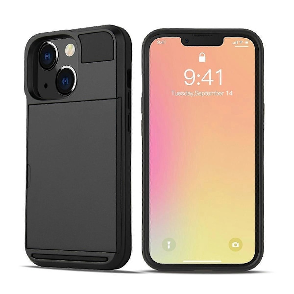 Anti-rep TPU+PC Telefonskal med Skjutbart Korthållare för iPhone 13 Pro 6.1 tum
