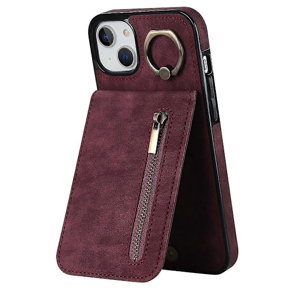 Takakuori iPhone 15 Plus -puhelimelle, RFID-suojattu lompakkokotelo Retro PU+TPU-jalustakansi Multicolor Style D