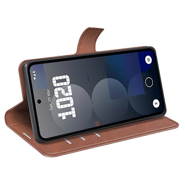 Til Nothing Phone Pro Stand Case Anti-Scratch Kalvetekstur Læder Telefoncover Multicolor Light Brown