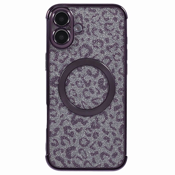 Skal för iPhone 16 Plus Kompatibelt med MagSafe Glittrigt Leopardtryck Transparent TPU-telefonskal Multicolor Style D