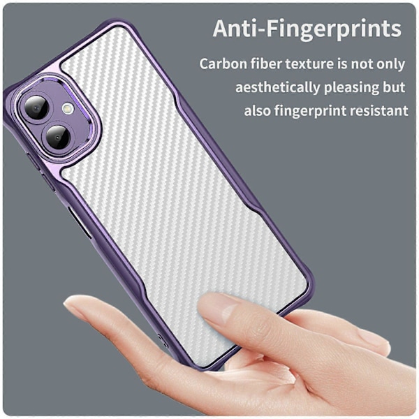 For Samsung Galaxy A06 Deksel Karbonfiber Ripebestandig TPU+PC Telefondeksel - Grønn Multicolor Purple