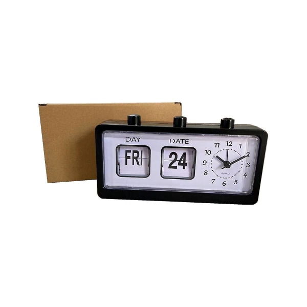 Mekanisk Vekkerklokke Nyhet Flip Klokke Skrivebord Digital Klokke Med Kalender Klokke Hjemmeinnredning Retr White