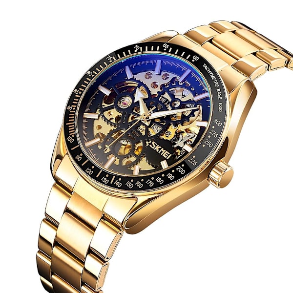 Skmei 9194 miesten automaattinen mekaaninen kello kulta musta Golden black