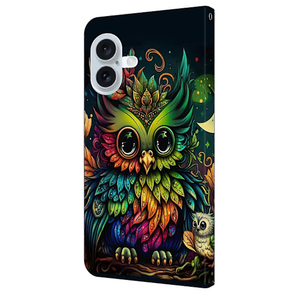 Skal för iPhone 16 Mönstertryckt Skyddande Fodral TPU+PU Läder Flip Telefonfodral Multicolor Style L