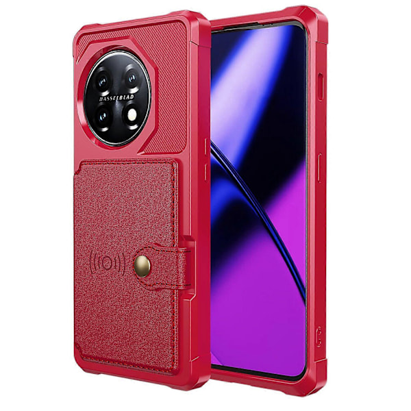 ZM03 Stødsikkert etui til OnePlus 11 5G PU læderbelagt TPU telefoncover med kortholder og støttefod Multicolor Style C