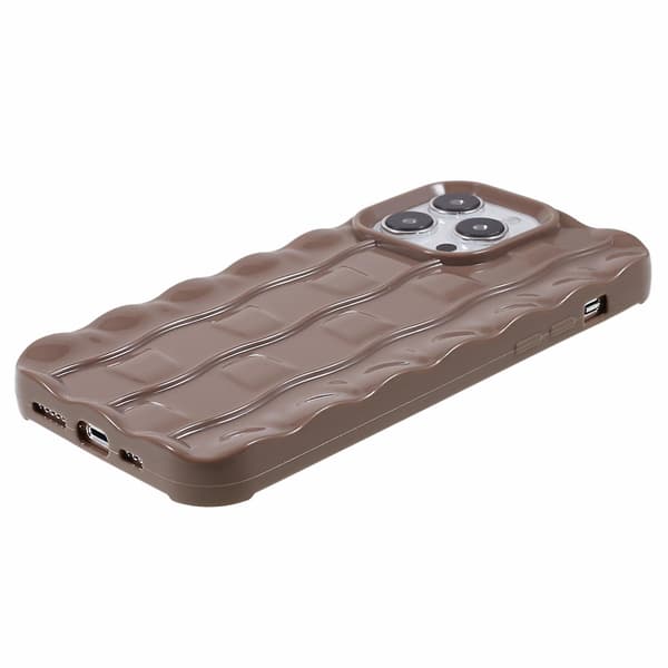 För Iphone 14 Pro 3d Stripes Pattern Phone case Flexibelt Tpu Stötsäkert cover Brown