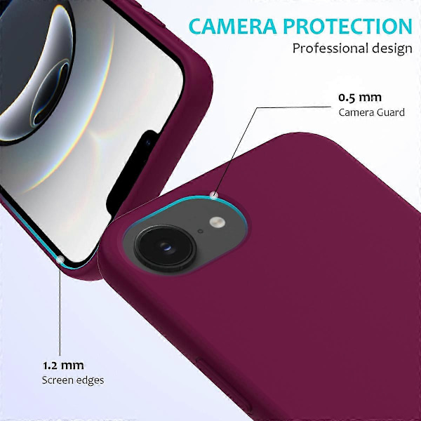 För iPhone 16e Skal Fallsäkert Flytande Silikon Mjukt Foder Baksida Telefonskydd Multicolor Wine Red