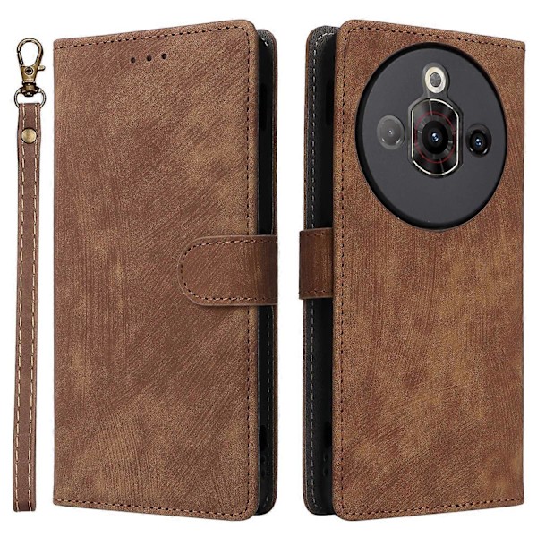 Til ZTE nubia Focus Pro Wallet Case RFID-blokering PU Læder Cover Stand View - Grøn Multicolor Brown