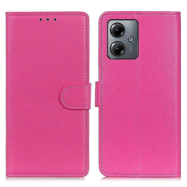 Flipfodral med Ställ för Motorola Moto G14 4G, PU Läder Litchi Textur Plånboksfodral