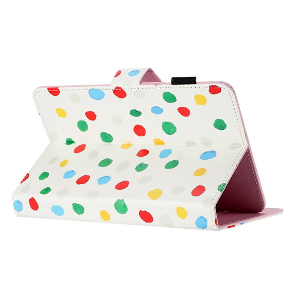 8-tums Auto Wake/Sleep Kortfack PU Läder Ställ Fodral Prickigt Mönster Tablet Skyddsskal Multicolor Style D