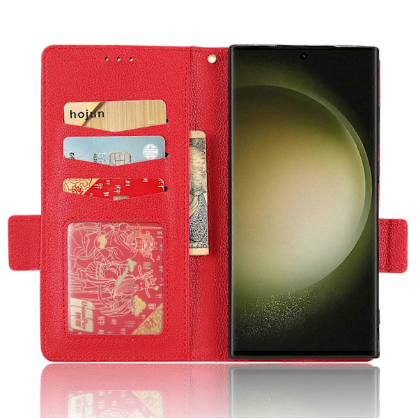 Plånboksfodral för Samsung Galaxy S23 Ultra Mobiltelefon, Ställ, PU-läder, Dubbelt Magnetlås Multicolor Style B