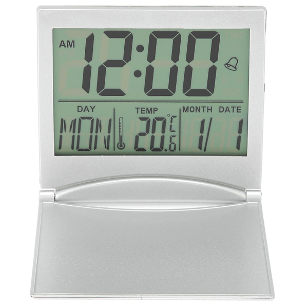 Elektronisk Kompakt Bord Vækkeur Foldbar Kalender Temperatur Timer Ur Til Rejser