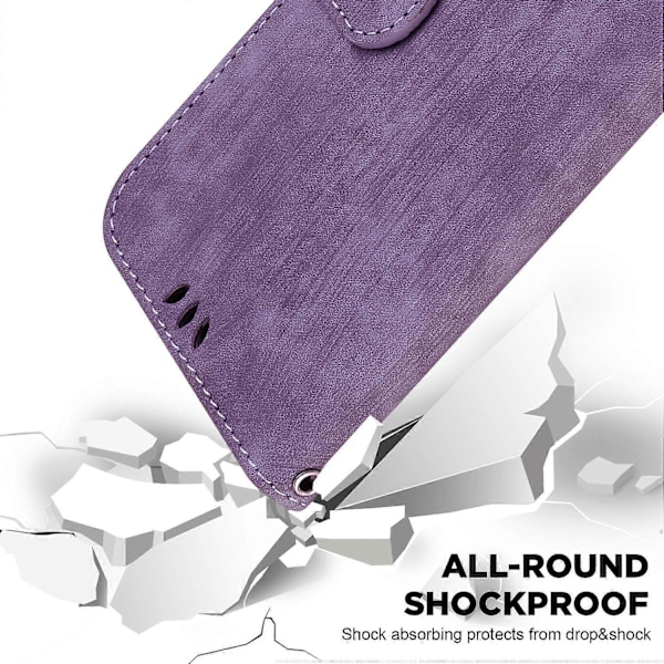 Til Motorola Moto G15 4G Wallet Case Tiger Præget Læder Stødsikkert Telefon Cover Multicolor Purple