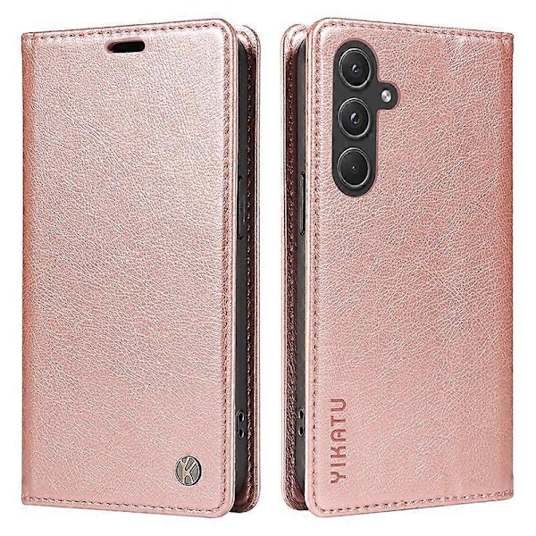 YIKATU YK-006 Fodral för Samsung Galaxy A55 5G Magnetisk Stängning PU Läder+TPU Plånboksställ Multicolor Rose Gold