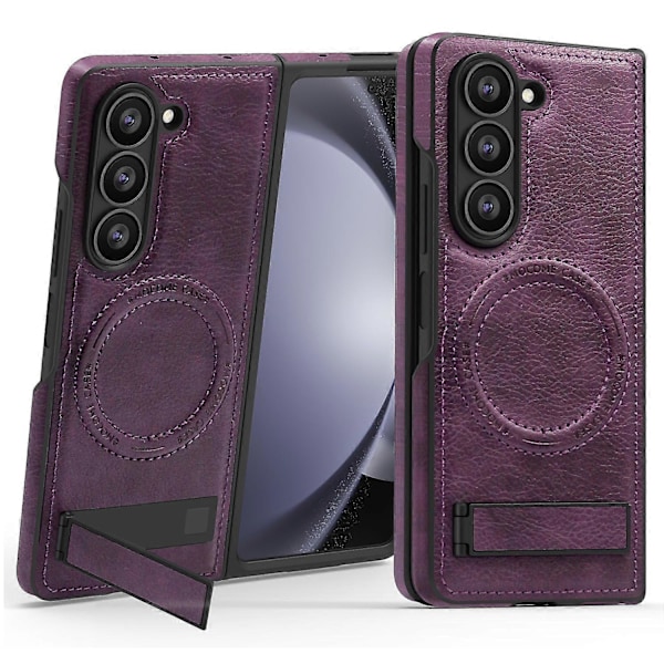 Skal för Samsung Galaxy Z Fold5 5G Kompatibelt med MagSafe PC+PU Ställ Telefonskydd Multicolor Dark Purple