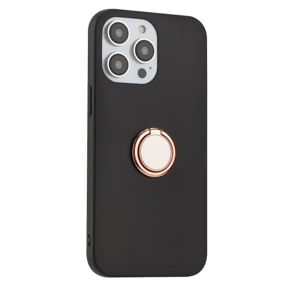 Cover för Iphone 15 Pro, Matt Tpu- case Spegelliknande ring Kickstand Telefonskal Rose Gold