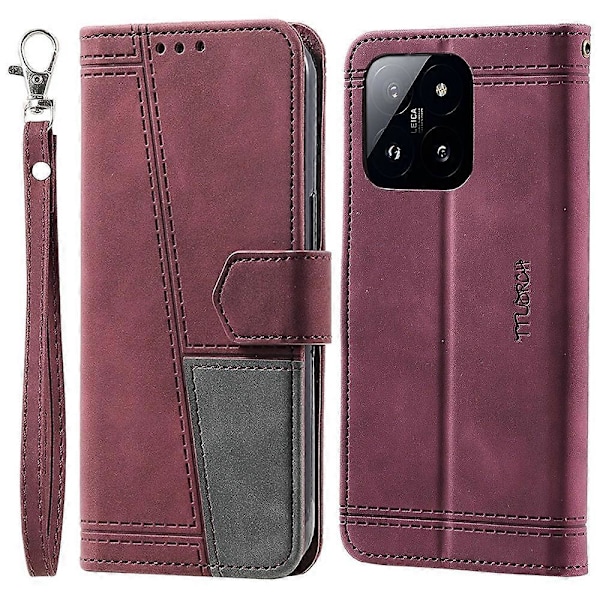TTUDRCH Style 004 Xiaomi 14 -puhelinkotelo RFID-suojauksella ja nahkaisella yhdistelmällä Multicolor Style C