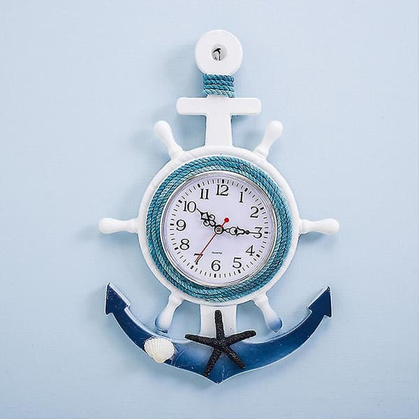 Medelhavsstil Ankare Väggklocka Creative Clock kompatibel Heminredning kompatibel Vardagsrum Sovrum Study-f E