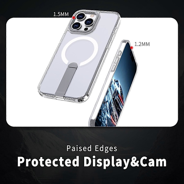 Skal för iPhone 15 Pro Max Kompatibelt med MagSafe Ställ TPU + Akryl Telefonskydd Multicolor Transparent