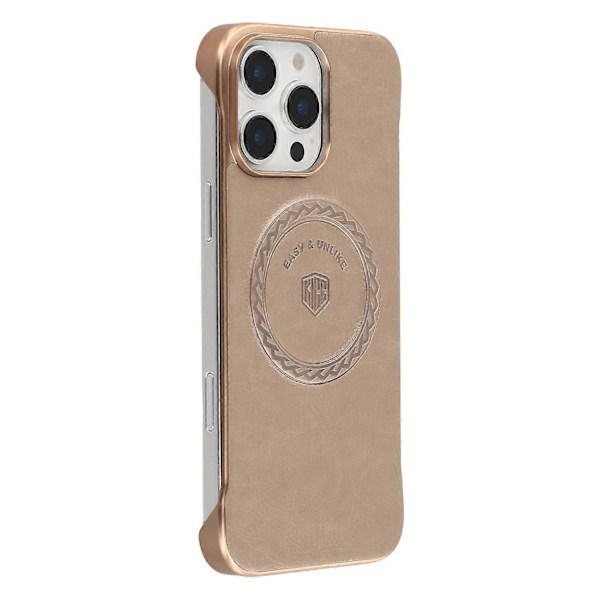 KIGC Magnetisk Etui til iPhone 16 Pro Max Elektroplettering PC+PU Telefon Bagcover Multicolor Gold