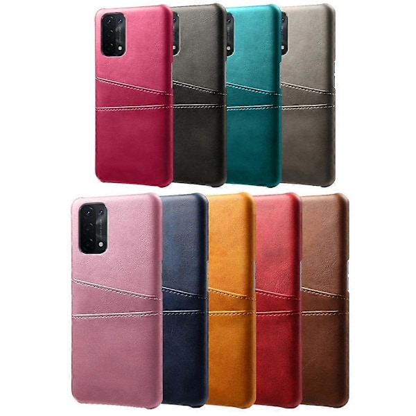 KSQ Dubbla Kortplatser PU Läderbelagt PC Skal Fodral för Oppo A74 5G/A54 5G/A93 5G