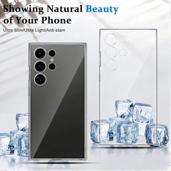För Samsung Galaxy S24 Ultra TPU Skal Transparent Skyddande Baksida Anti-fingeravtryck