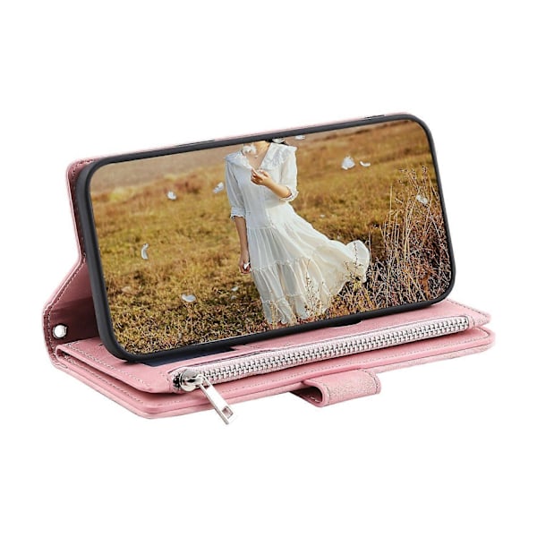 Stil 005 Plånboksfodral för Samsung Galaxy A06 5G, rombmönstrad söm, PU-läder telefonfodral Multicolor Rose Gold