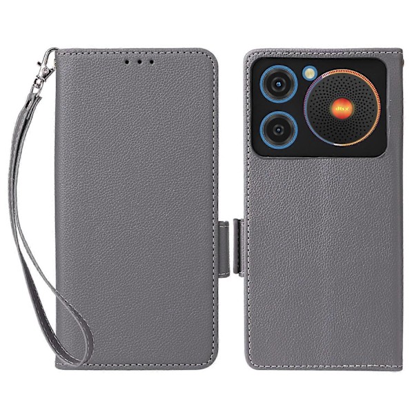 Til ZTE nubia Music Etui Litchi Tekstur PU Læder Wallet Flip Telefon Cover- Multicolor Grey