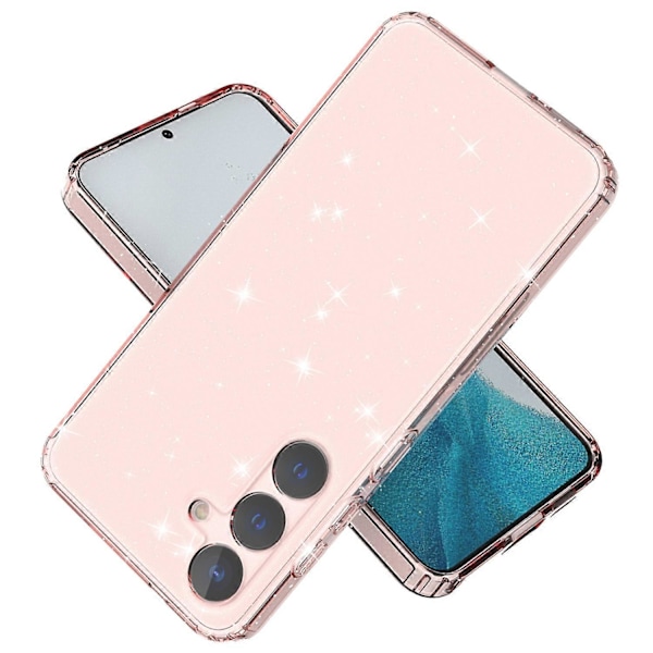 För Samsung Galaxy S24+ Transparent Mobilskal Mjukt TPU-skydd Glitterpulver Multicolor Transparent Pink