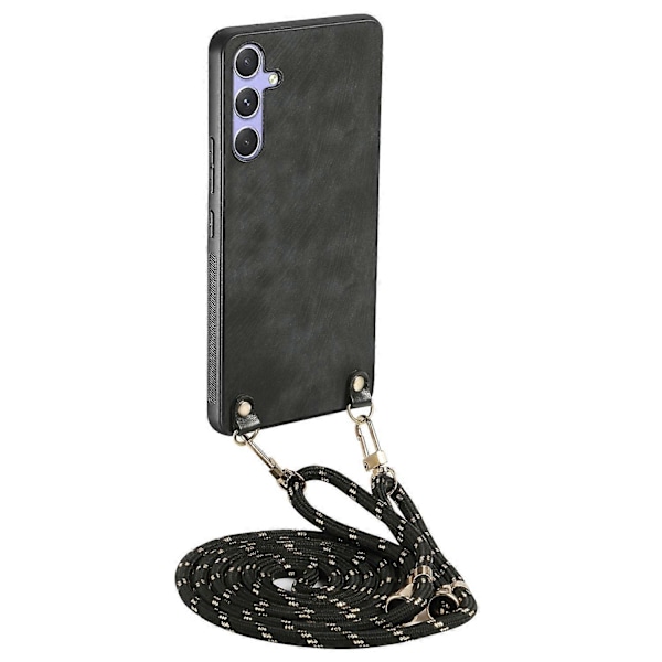 Retro skinndeksel til Samsung Galaxy A06s med justerbar stropp Multicolor Black