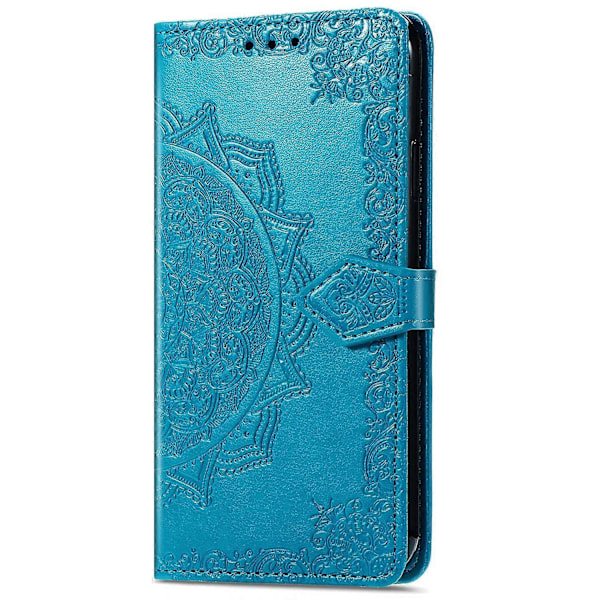 Til Samsung Galaxy A06 Etui Mandala Præget Design Læder Wallet Telefon Cover - Grå Multicolor Blue