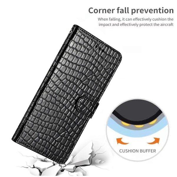 Flip Cover til iPhone 14 Krokodille Tekstur PU Læder Stand Telefon Wallet Case med Håndrem Multicolor Style A