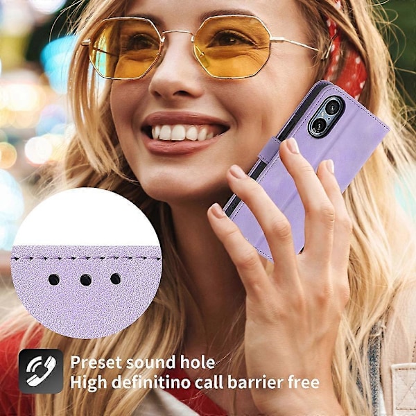 Til Sony Xperia 5 V Etui Præget Læder Telefon Cover med Håndrem+Skulderrem Multicolor Style B