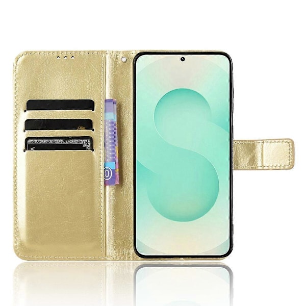 Til Samsung Galaxy S25 Edge Etui Crazy Horse Tekstur PU Læder Telefon Wallet Cover Multicolor Gold