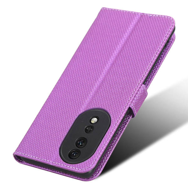 For Honor 80 5g Diamond Texture Pu Läder Phone case Vikbart stativ Magnetlås Cover Purple