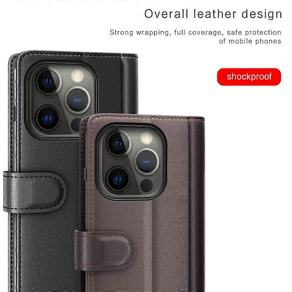 Aitoa nahkaa magneettilukolla varustettu lompakkokotelo jalustalla iPhone 13 Pro 6.1 tuumalle