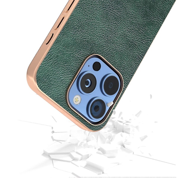 iPhone 16 Pro -kotelo, galvanointi puhelinkuori PU-nahka+TPU Litsi-kuvioitu kotelo Multicolor Style C
