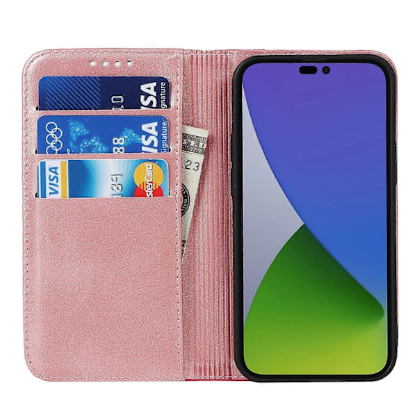 För iPhone 15 Pro Tvåfärgad Splitsad PU Läder Telefonfodral Stöd Stativ Plånboksfodral Multicolor Style E