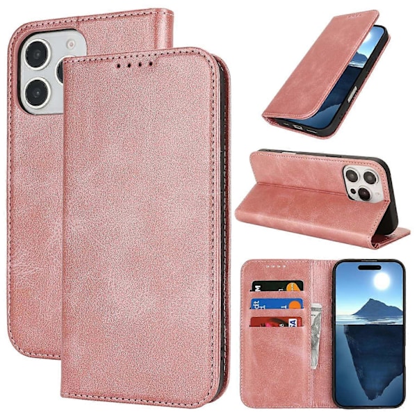 Til iPhone 16 Pro Cover PU Læder Kalvepræget Magnetisk Lukning Smartphone Cover Multicolor Style H