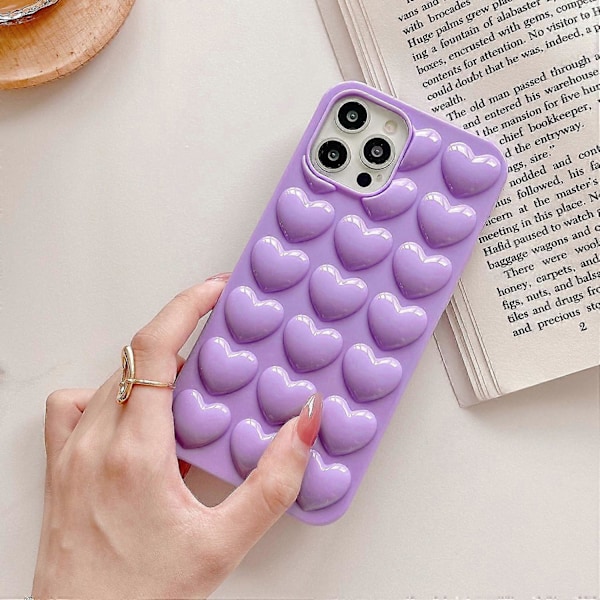 Til iPhone 15 Plus Telefon Cover 3D Kærlighedshjerte Blød TPU Stødsikker Bagside Multicolor Style C